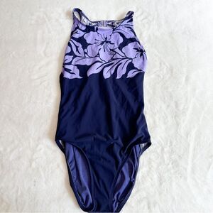 Jantzen Vintage 90s Purple Floral Onepiece Swimsuit Women's Size 8